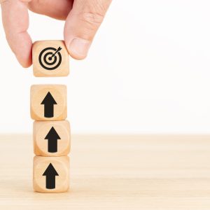 Business achievement goal and objective target concept